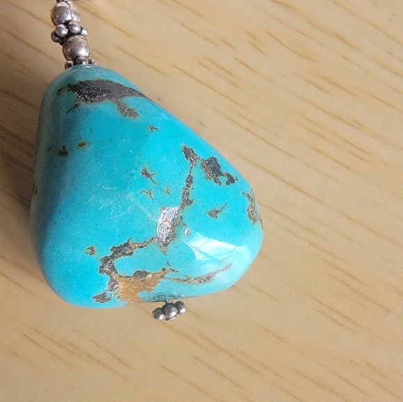 VICTORIA JOHNSON Turquoise Stone Pendant Silver Necklace. Vintage - Picture 2 of 4